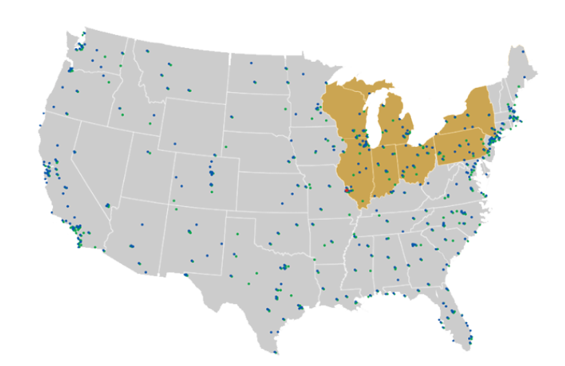 Corrigan Logistics service area locations