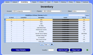 screenshot of current inventory page on wms
